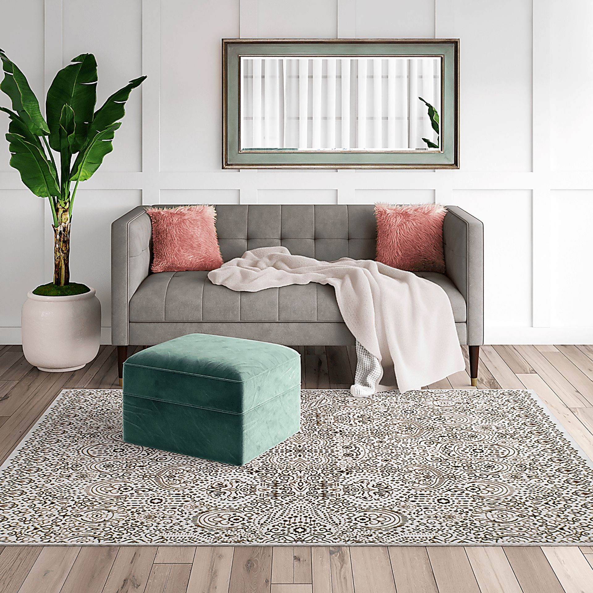 CosmoLiving By Cosmopolitan Ellyse Cream 5' x 7' Rug - Image 5
