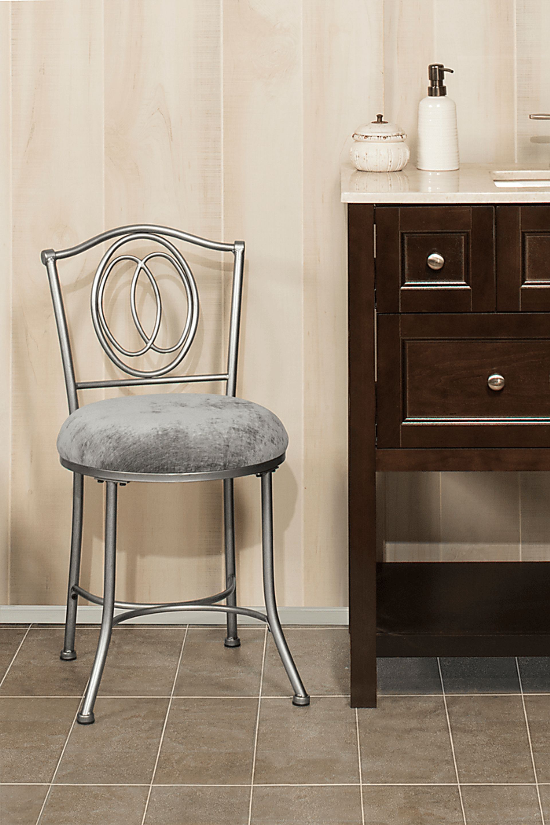 Elmark Gray Vanity Stool - Image 2