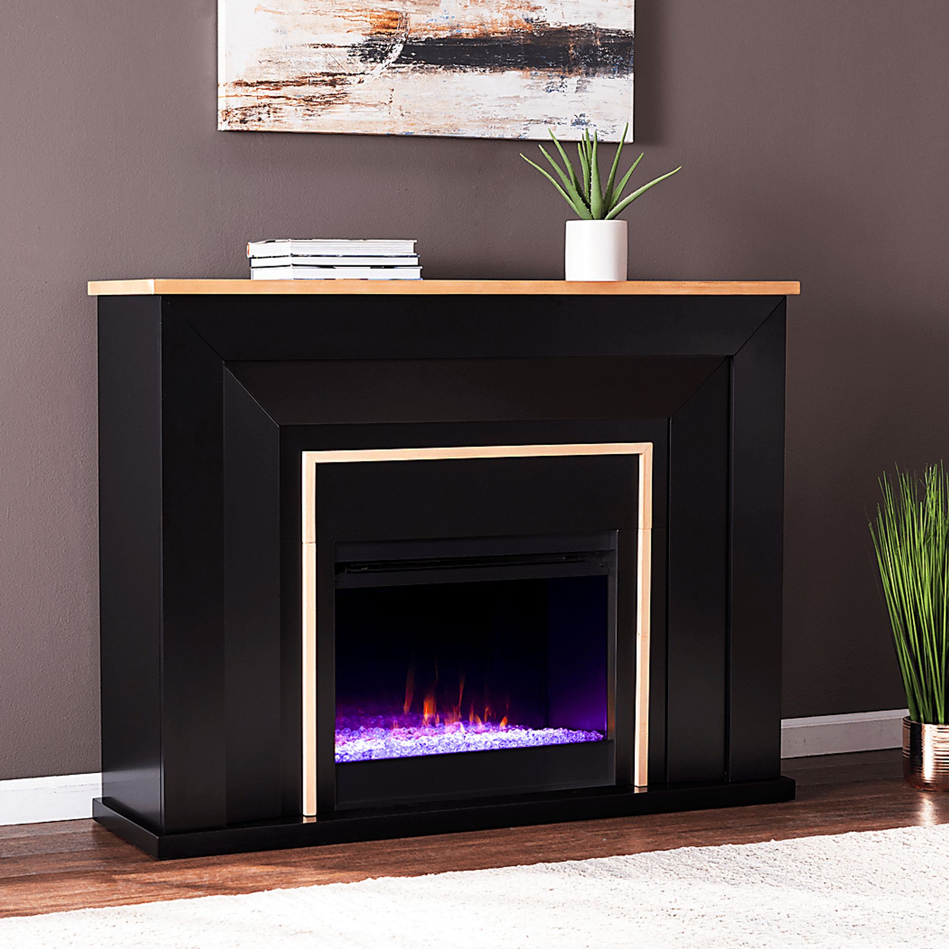 Elmington I Black 52 in. Console, With Color Changing Electric Fireplace - Image 6