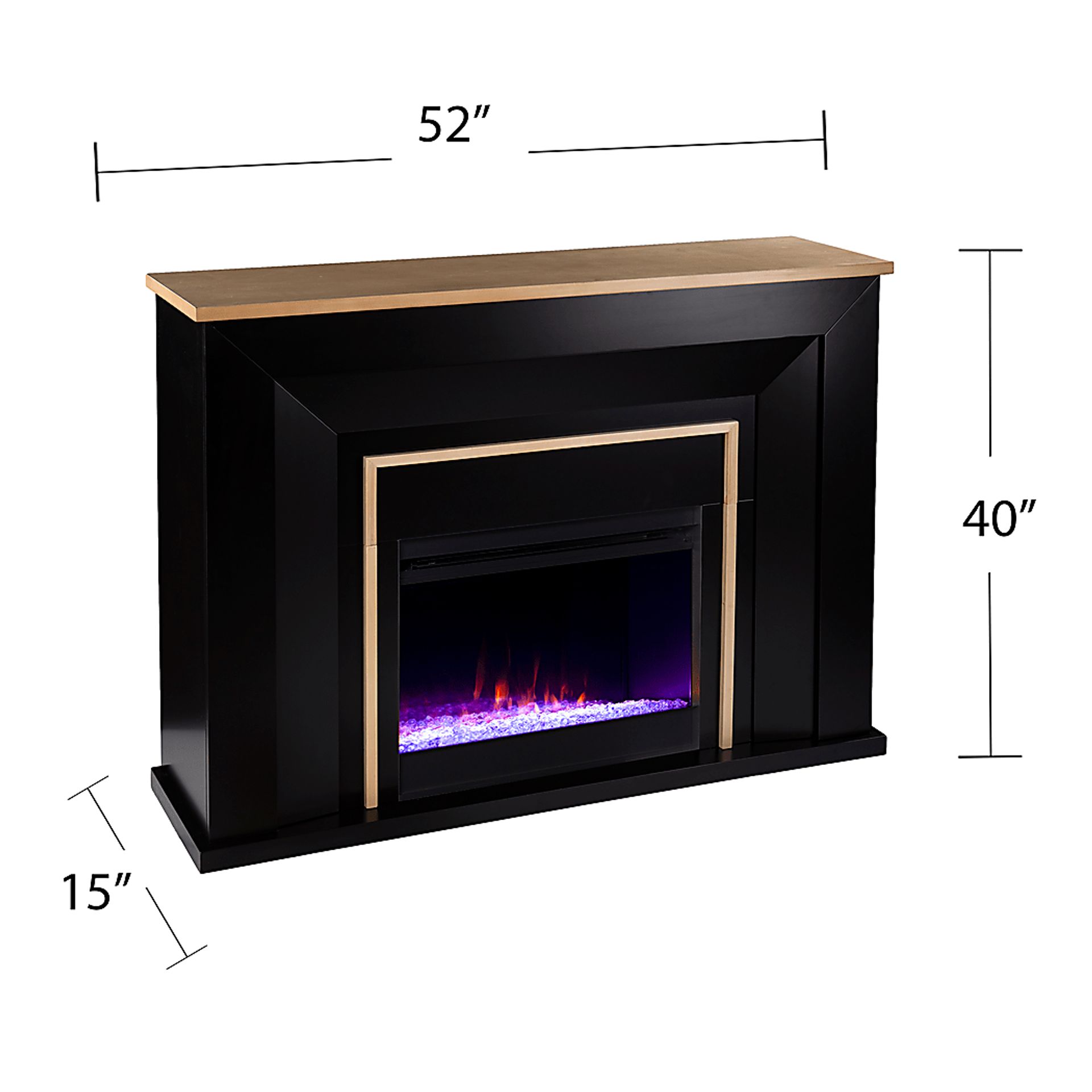 Elmington I Black 52 in. Console, With Color Changing Electric Fireplace - Image 7