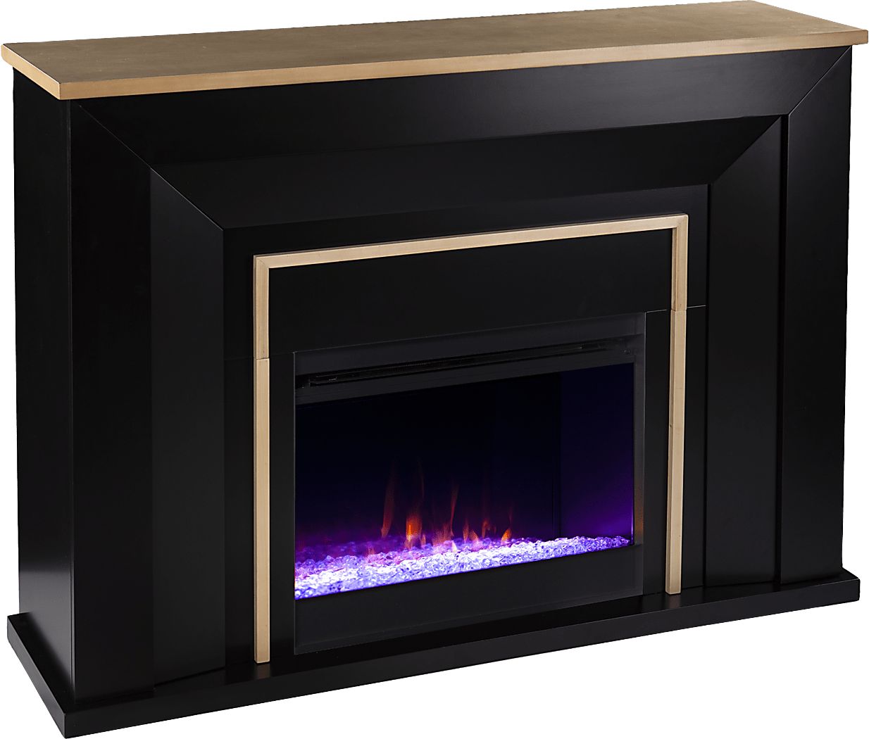 Elmington I Black 52 in. Console, With Color Changing Electric Fireplace