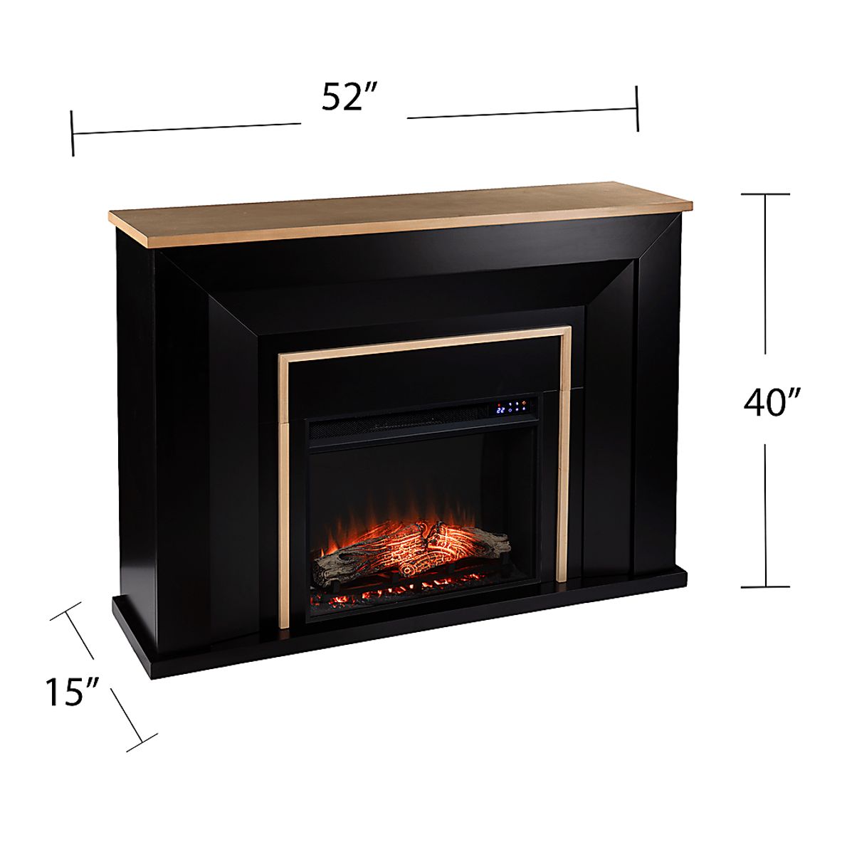 Elmington IV Black 52 in. Console, With Touch Panel Electric Log Fireplace