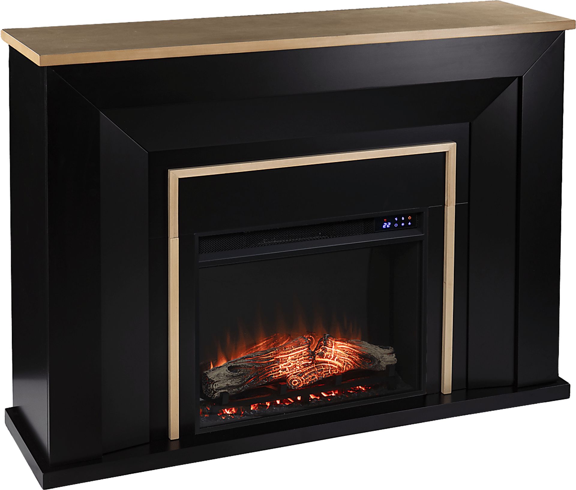 Elmington IV Black 52 in. Console, With Touch Panel Electric Log Fireplace - Image 1
