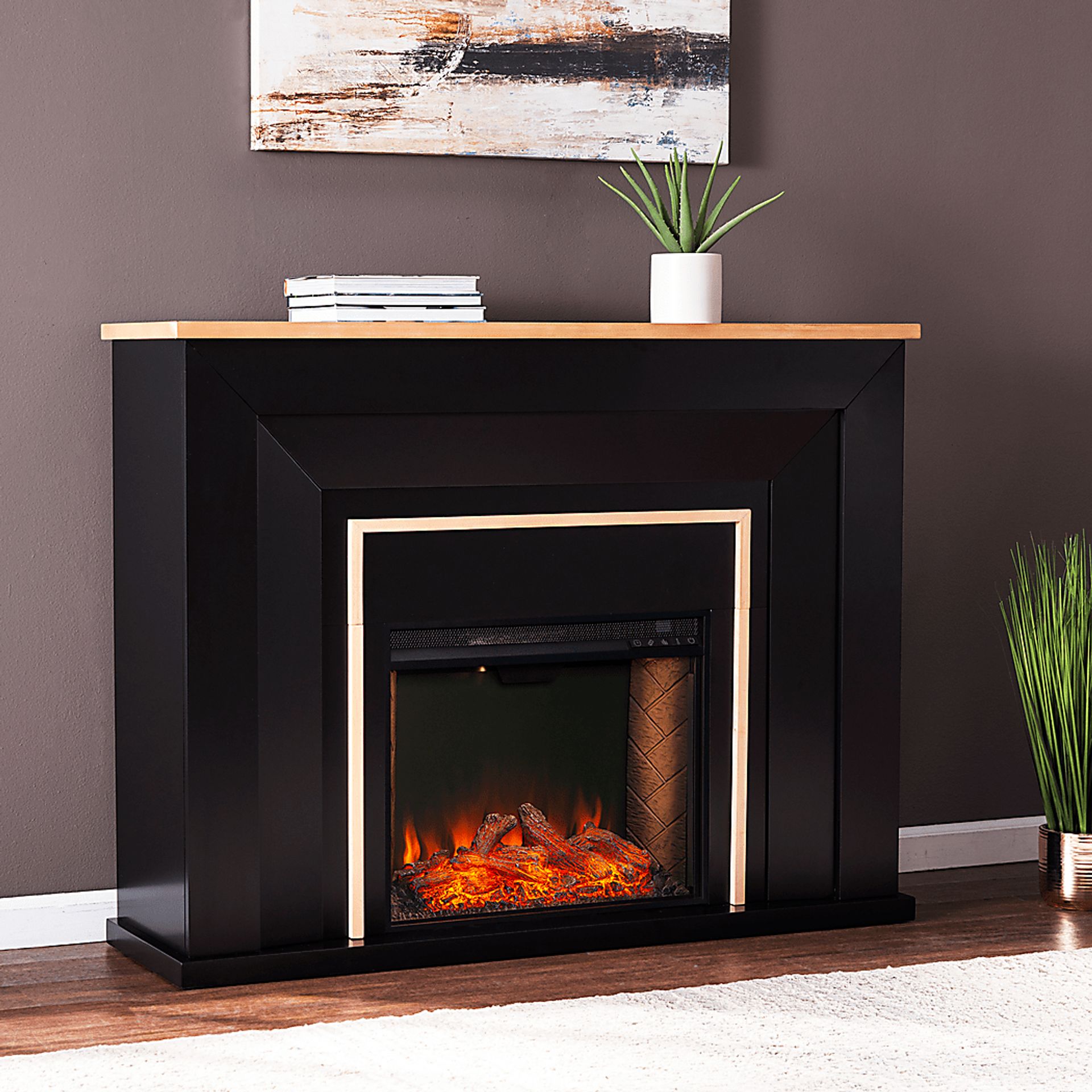 Elmington III Black 52 in. Console, With Smart Electric Fireplace - Image 6