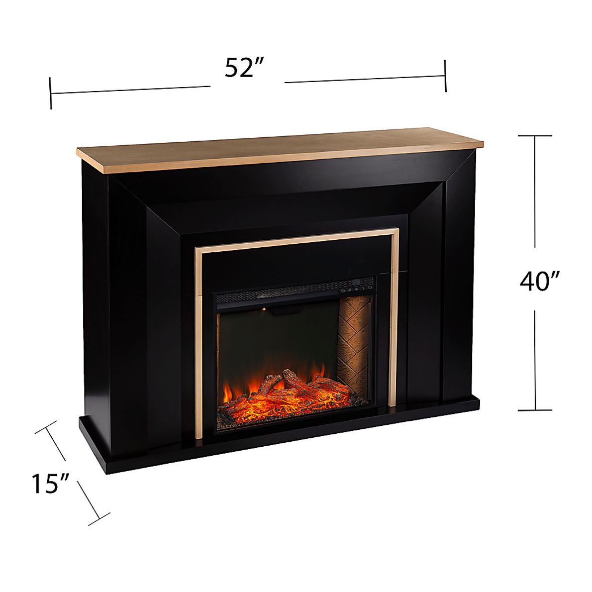 Elmington III Black 52 in. Console, With Smart Electric Fireplace