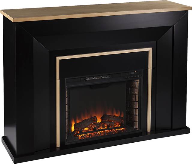 Elmington II Black 52 in. Console With Electric Log Fireplace - Thumbnail - Image 1