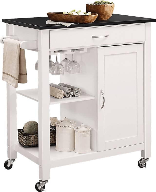 Elmira White Kitchen Cart - Thumbnail - Image 1