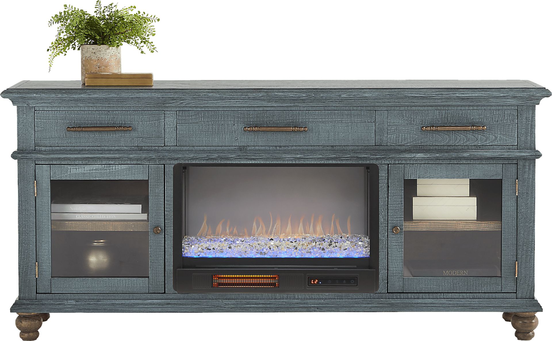 Elmstead Blue 72 in. Credenza with Electric Fireplace - Image 2