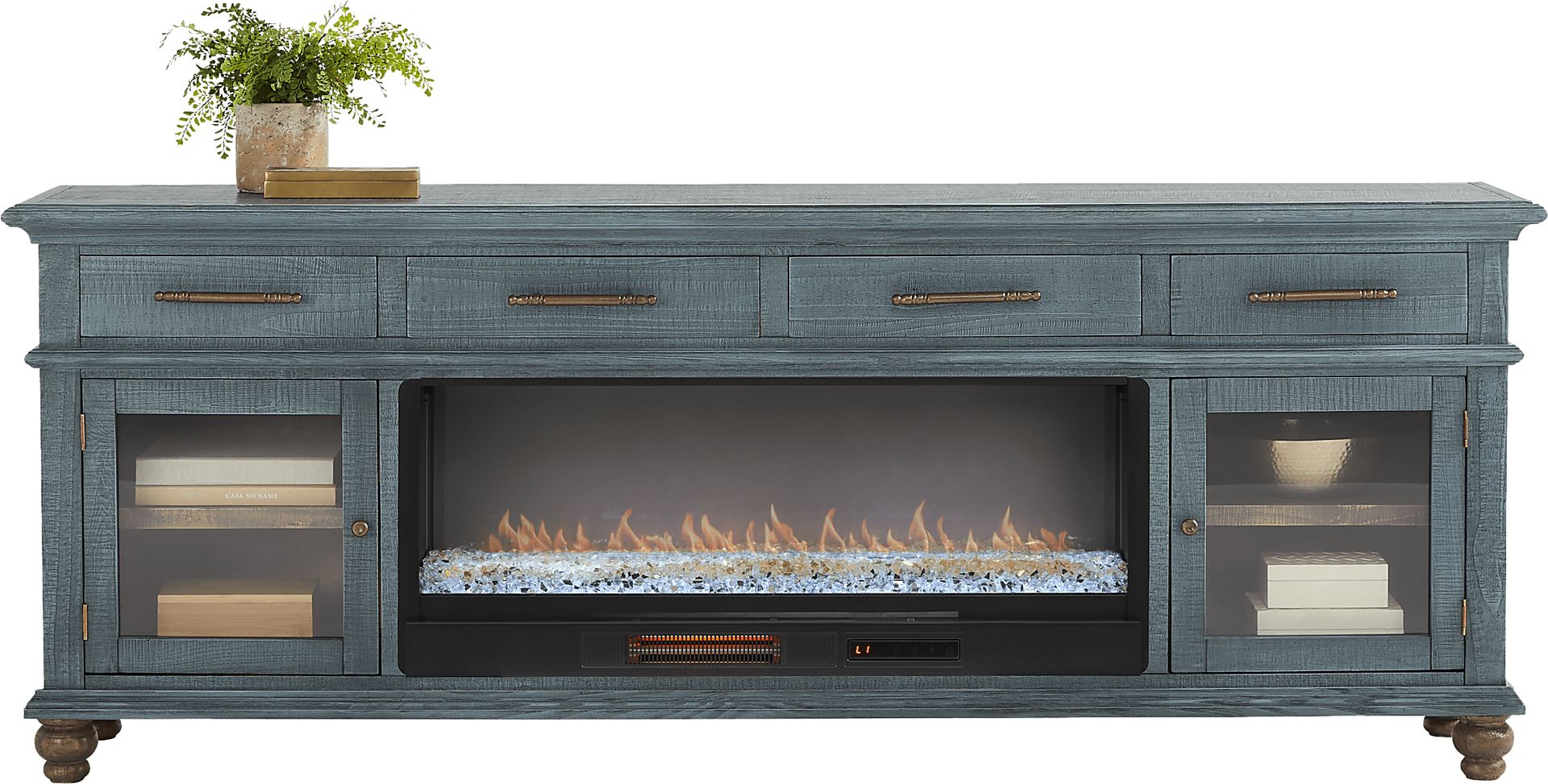 Elmstead Blue 88 in. Credenza with Electric Fireplace - Image 2
