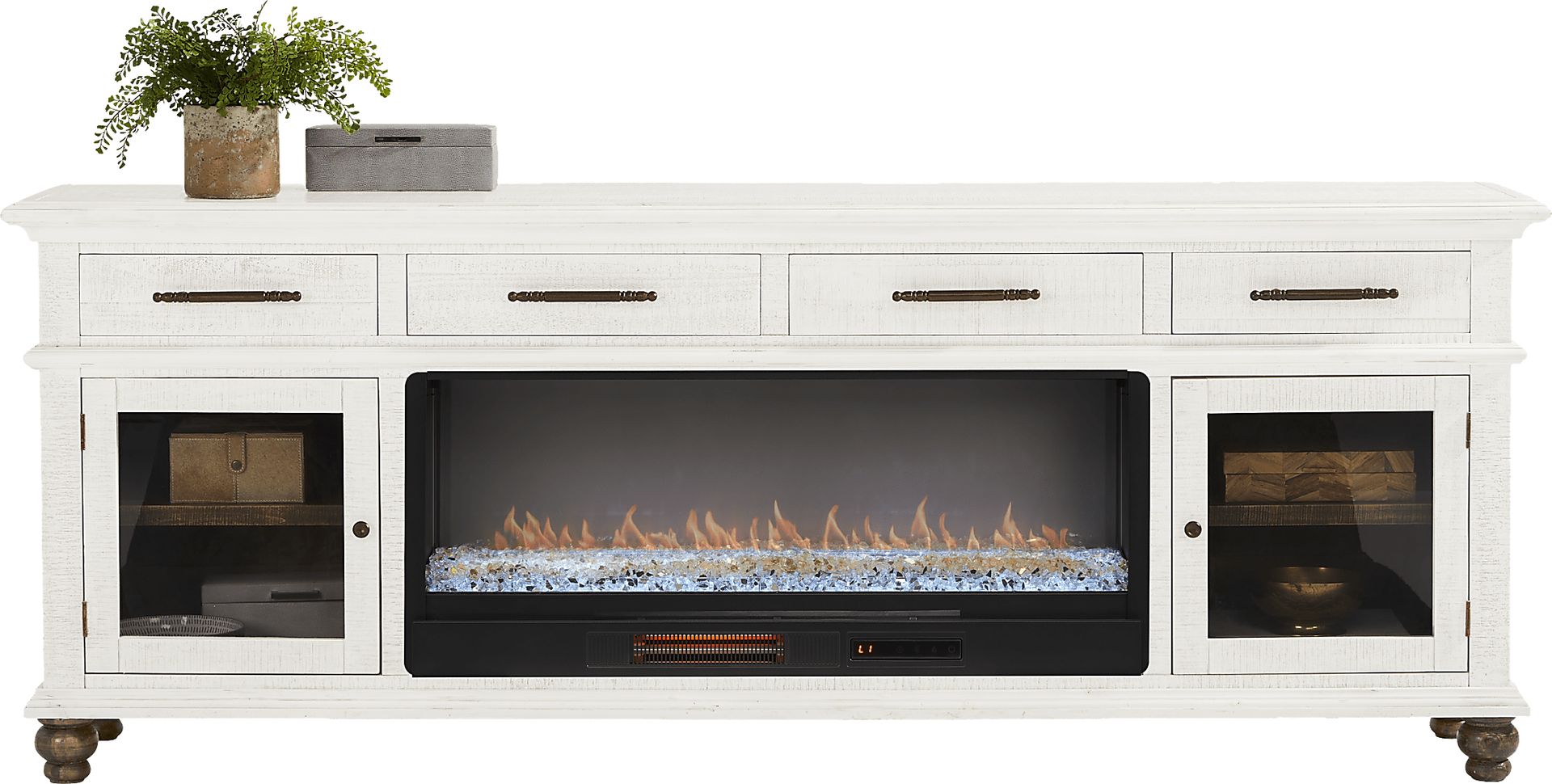 Elmstead White 88 in. Credenza with Electric Fireplace - Image 2