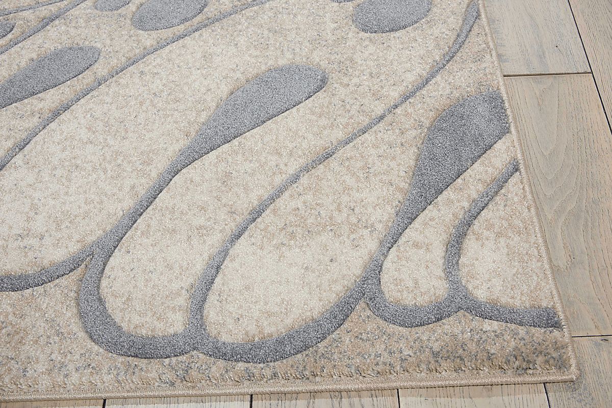 Elna Leaf Beige Polyester Fabric Rug | Rooms to Go