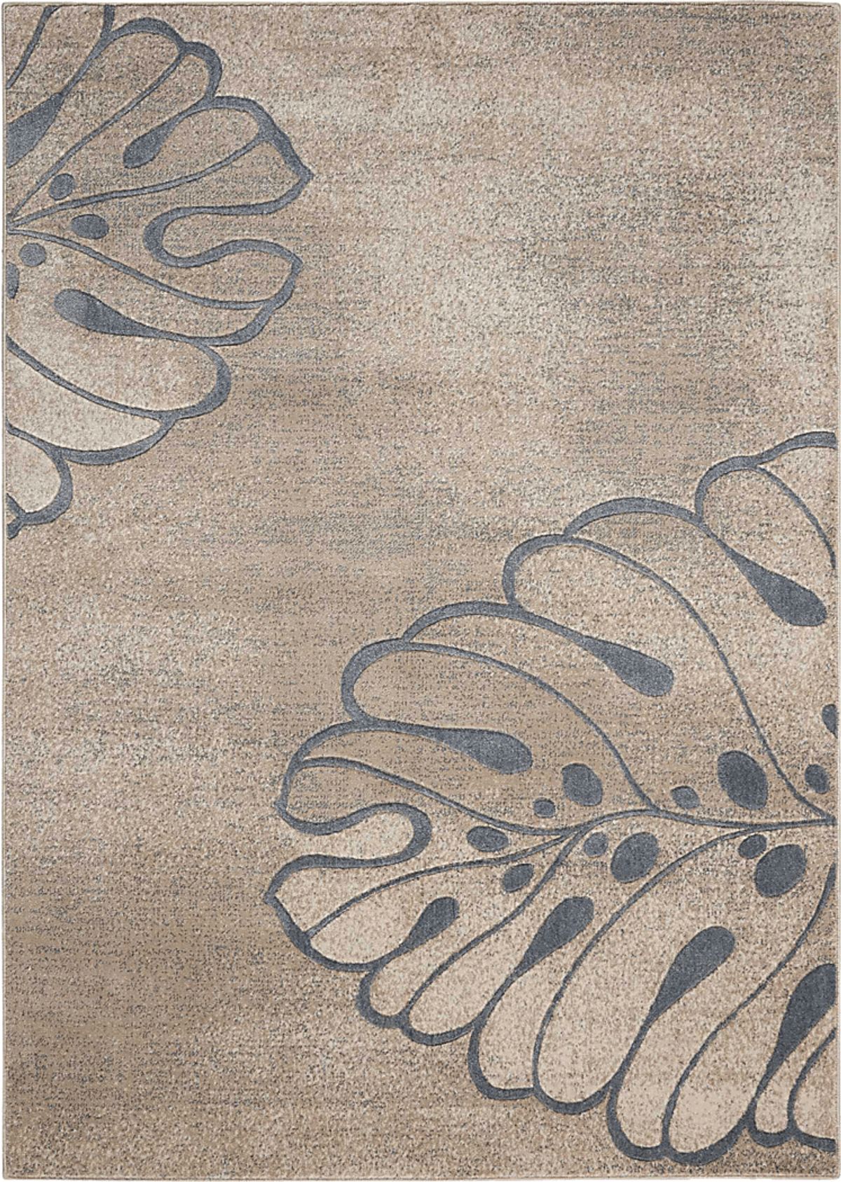 Elna Leaf Beige Polyester Fabric Rug | Rooms to Go