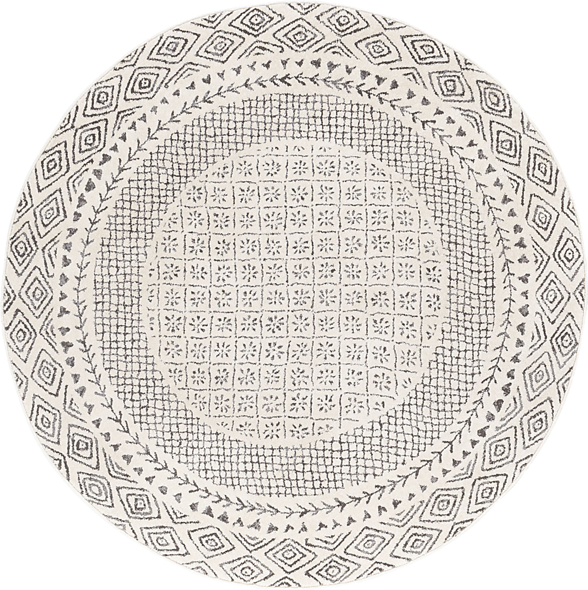Elnaria Charcoal 5'3 Round Rug - Image 1