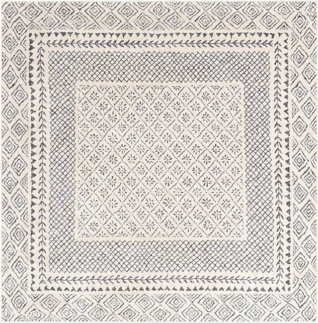 Elnaria Charcoal 5'3 Square Rug - Thumbnail - Image 1