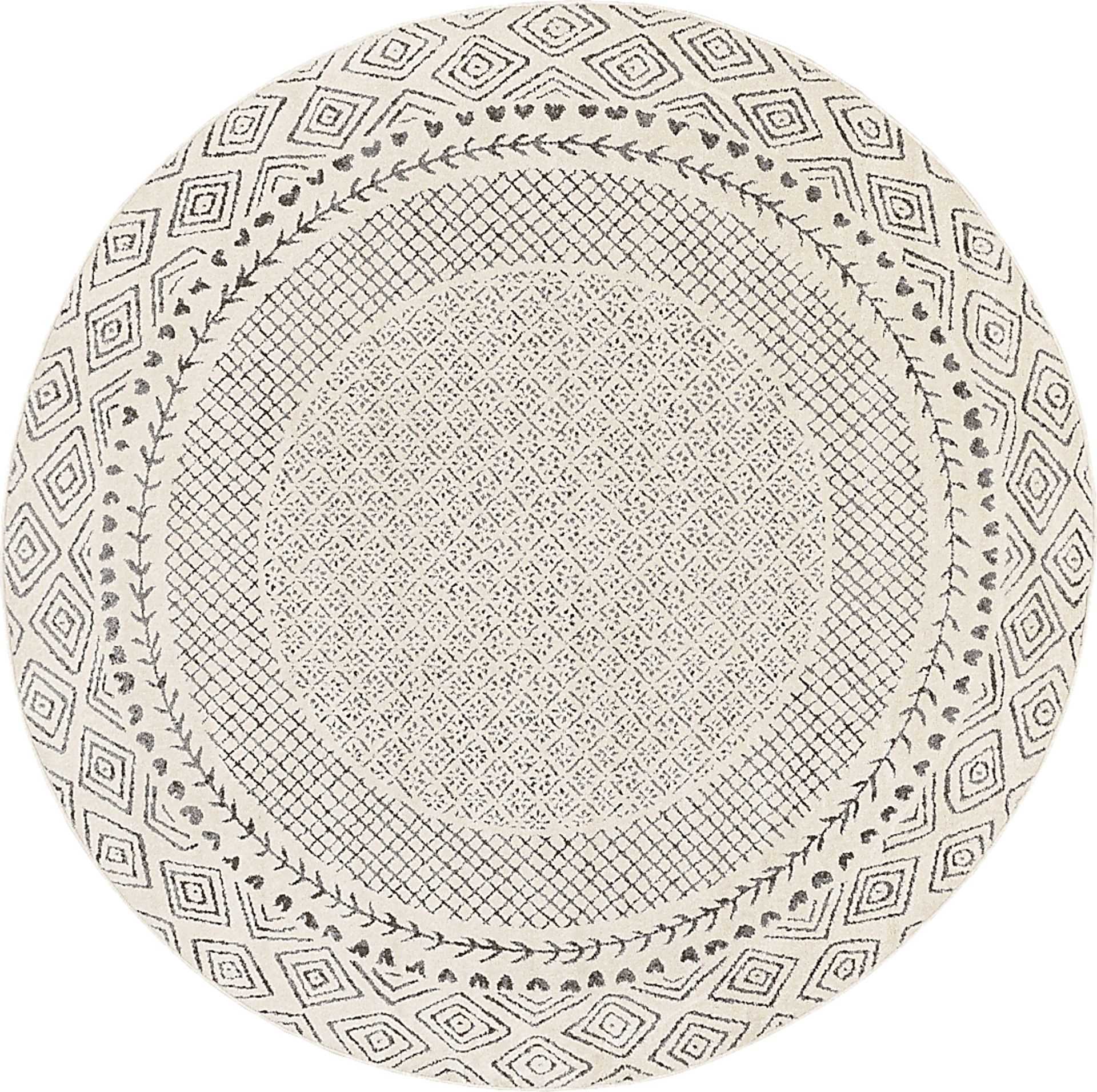 Elnaria Charcoal 6'7 Round Rug - Image 1