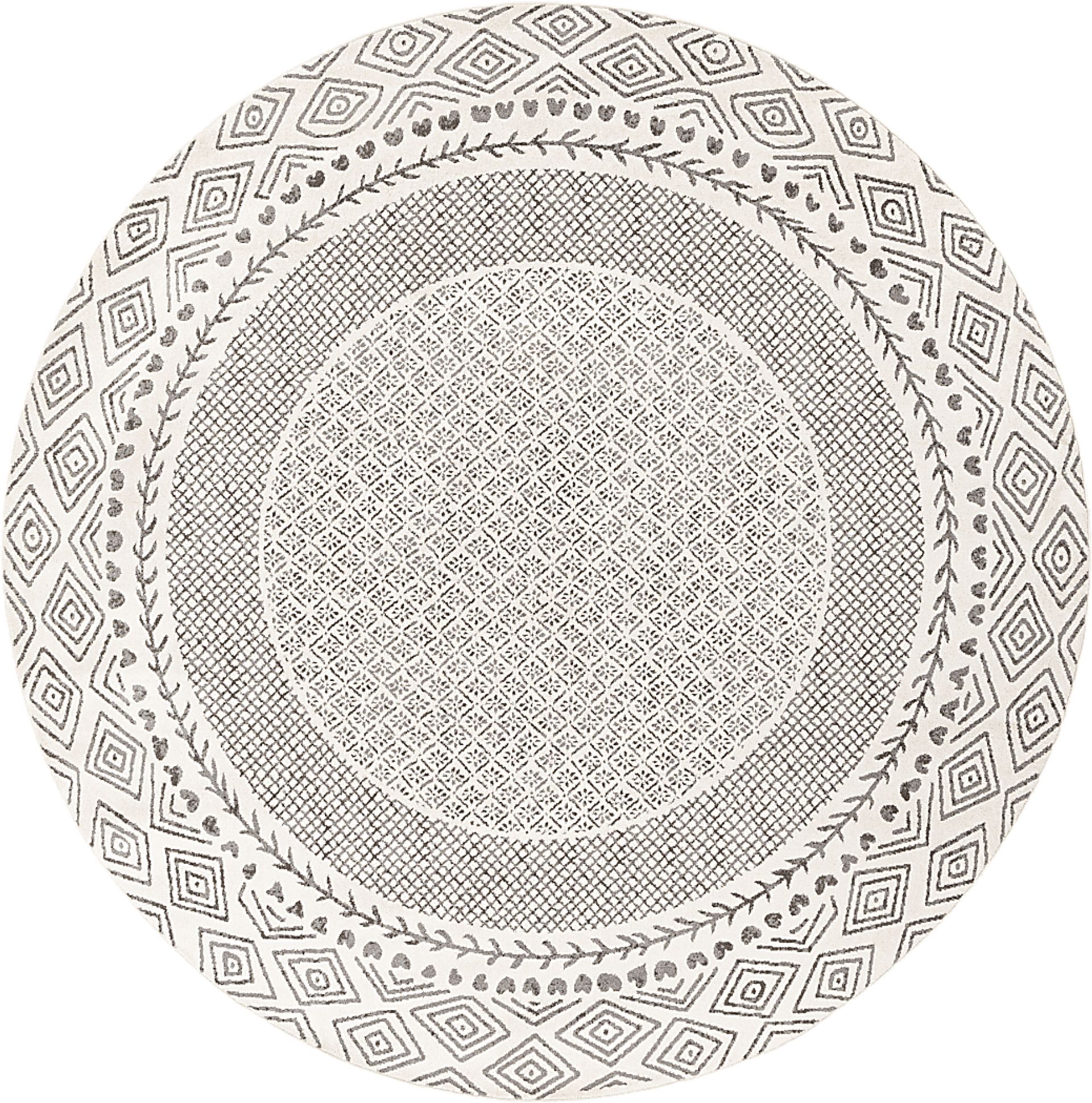 Elnaria Charcoal 7'10 Round Rug - Image 1