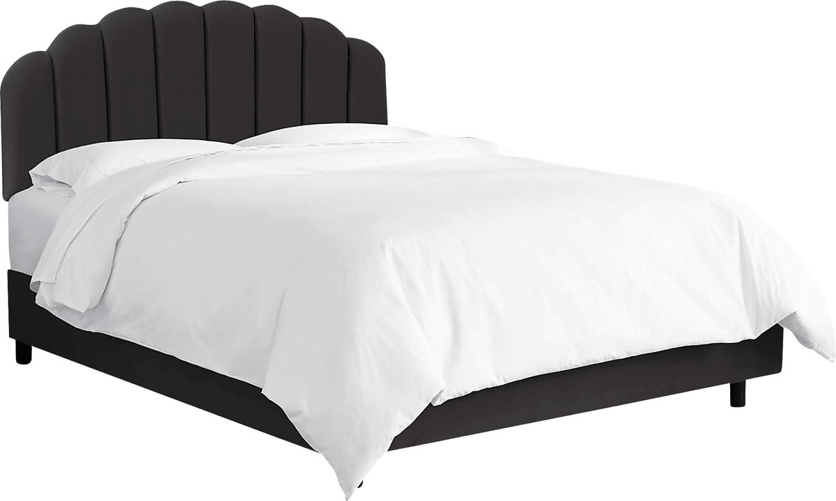 Eloisan Black Polyester Fabric Queen Bed Rooms to Go