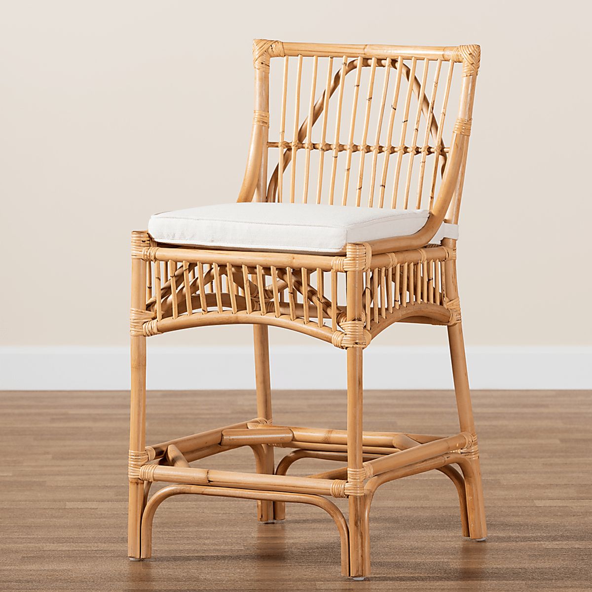 Eloryan Natural Light Wood Beige,White Counter Stool | Rooms to Go