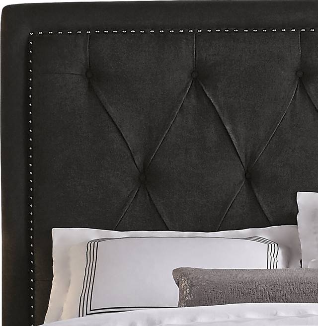 Elridge Black 3 Pc Queen Upholstered Bed - Thumbnail - Image 2