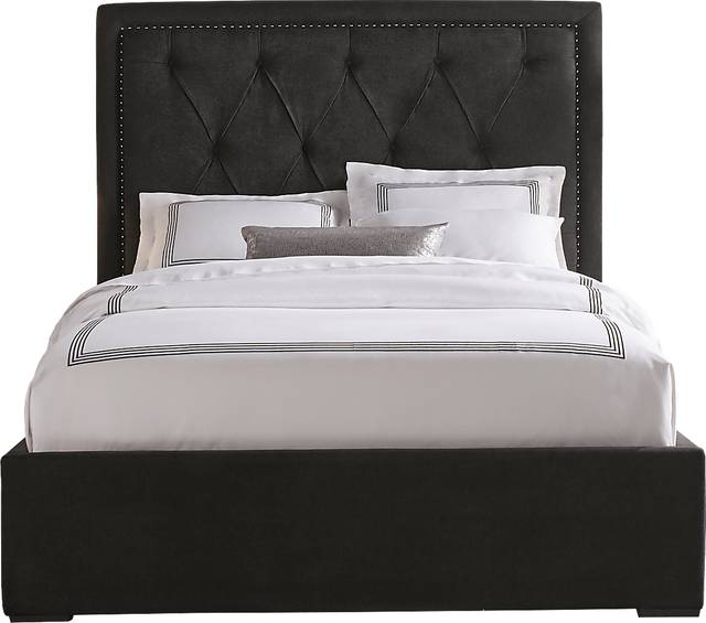 Elridge Black 3 Pc Queen Upholstered Bed - Thumbnail - Image 1