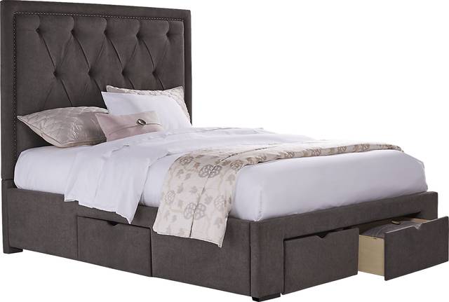 Elridge Granite 3 Pc King Upholstered Bed with 4 Drawer Storage - Thumbnail - Image 1
