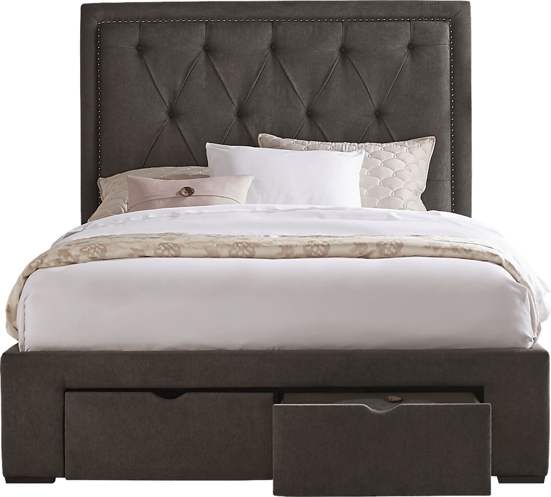 Elridge Granite 3 Pc Queen Upholstered Bed with 2 Drawer Storage - Image 2
