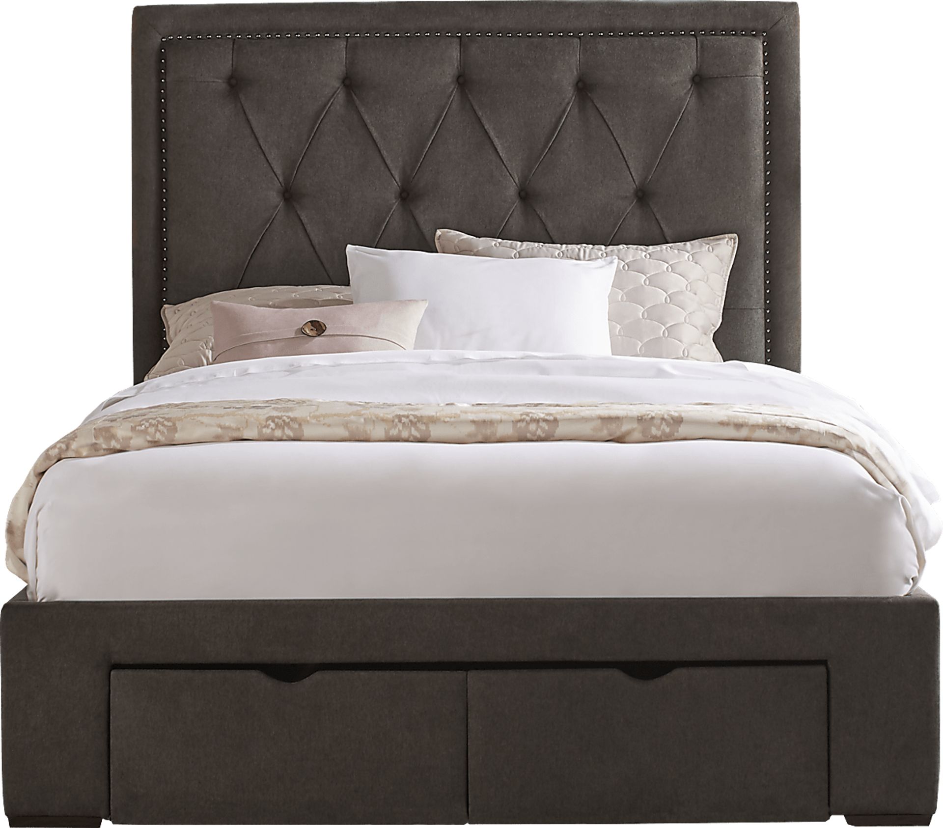 Elridge Granite 3 Pc Queen Upholstered Bed with 2 Drawer Storage - Image 1