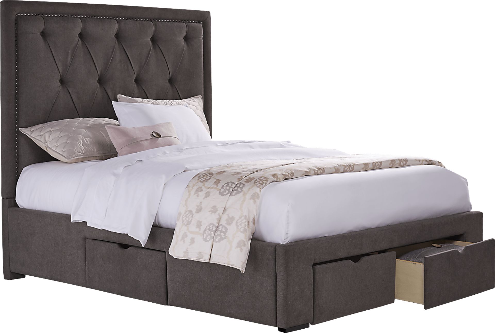 Elridge Granite 3 Pc Queen Upholstered Bed with 4 Drawer Storage - Image 1