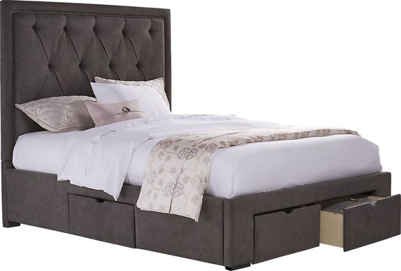 Elridge Granite 3 Pc Queen Upholstered Bed with 4 Drawer Storage