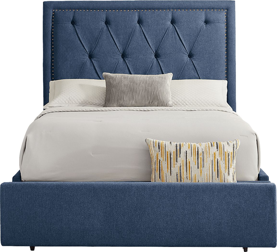 Elridge II Blue 3 Pc King Upholstered Storage Bed
