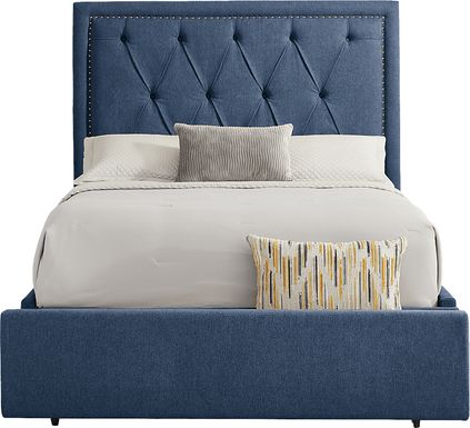 Elridge II Blue 3 Pc King Upholstered Storage Bed