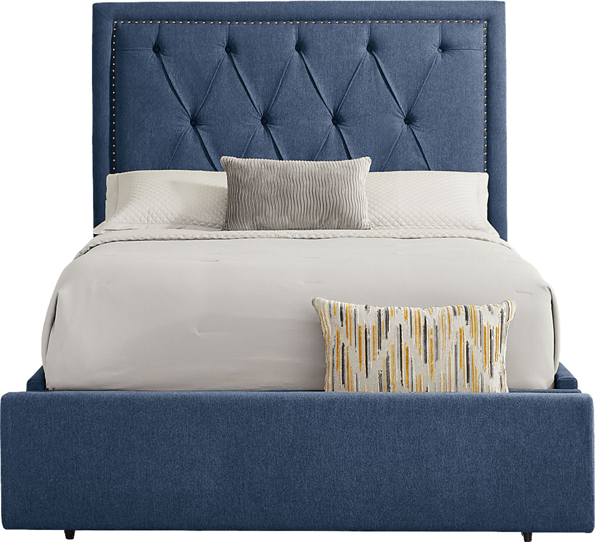 Elridge II Blue 3 Pc Queen Upholstered Storage Bed - Image 1