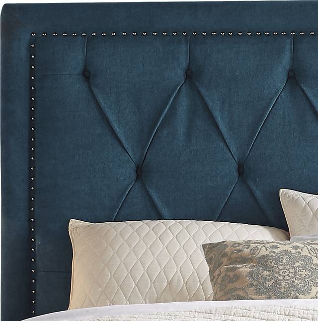 Elridge Teal 3 Pc King Upholstered Bed - Thumbnail - Image 2