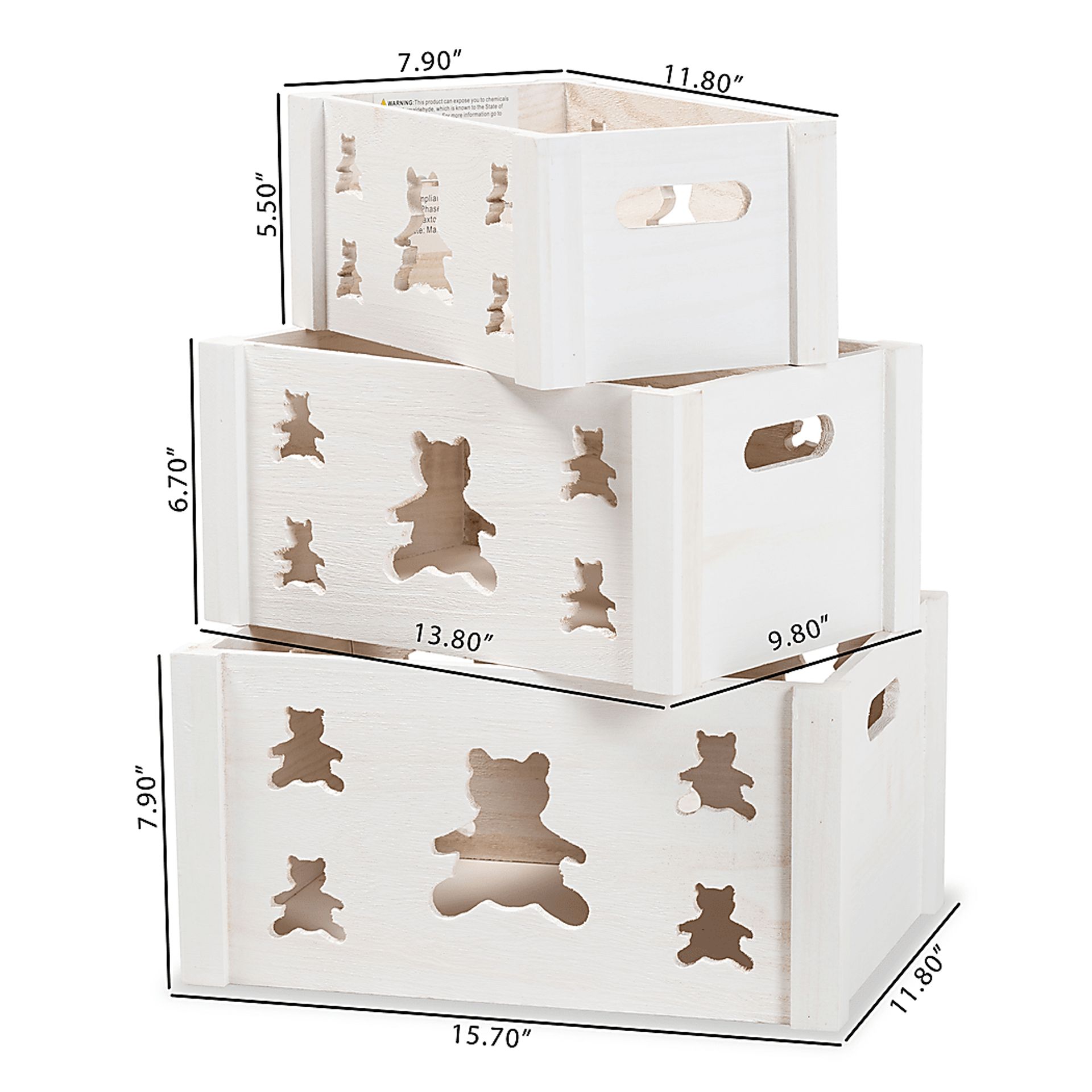 Elsage White Crate, Set of 3 - Image 5