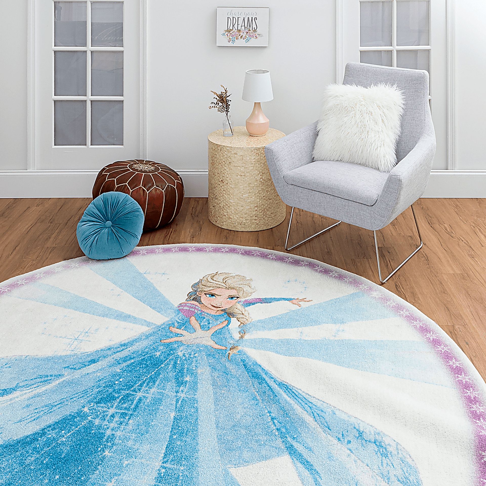 Kids Disney Elsa Spell Blue 5' Round Rug - Image 3