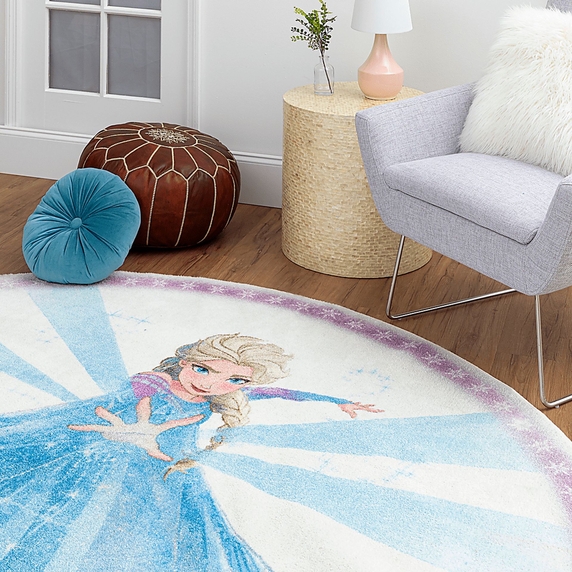 Kids Disney Elsa Spell Blue 5' Round Rug - Image 4
