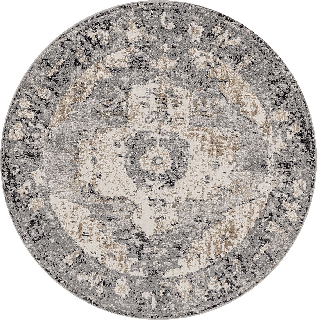 Elseina I Charcoal 7'10 Round Rug