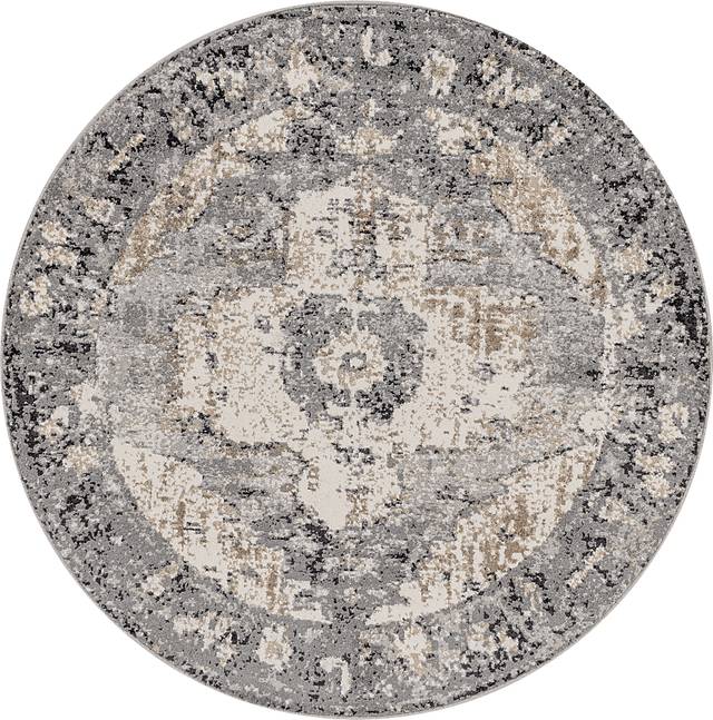 Elseina I Charcoal 7'10 Round Rug - Thumbnail - Image 1