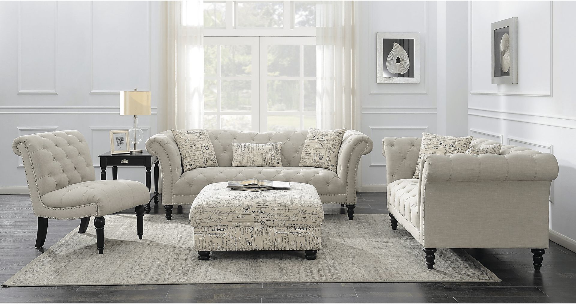 Elstree Beige Accent Chair - Image 3