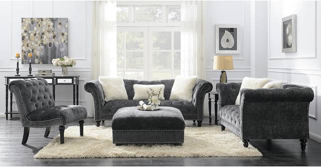 Elstree Charcoal Gray Accent Chair - Thumbnail - Image 3