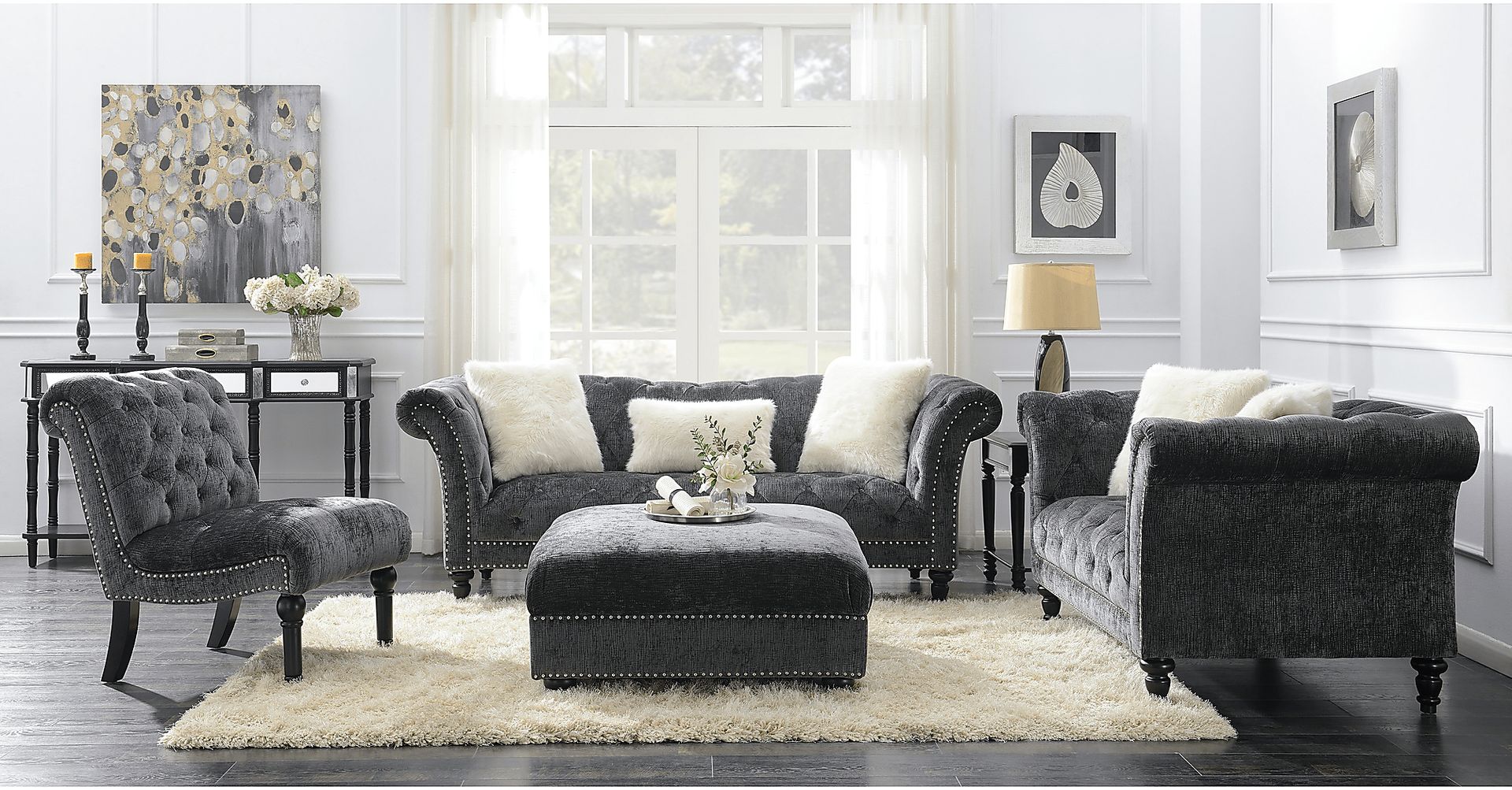 Elstree Charcoal Gray Accent Chair - Image 3