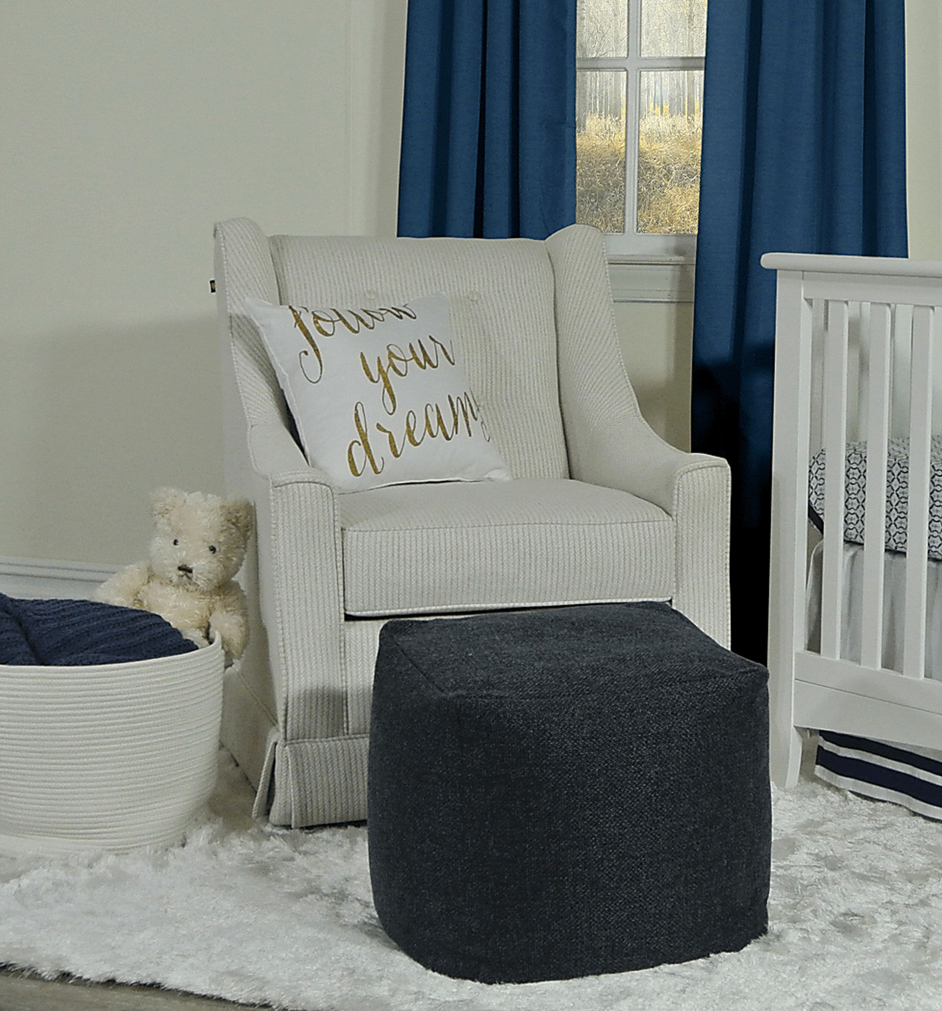 Elva Navy Round Pouf - Image 3