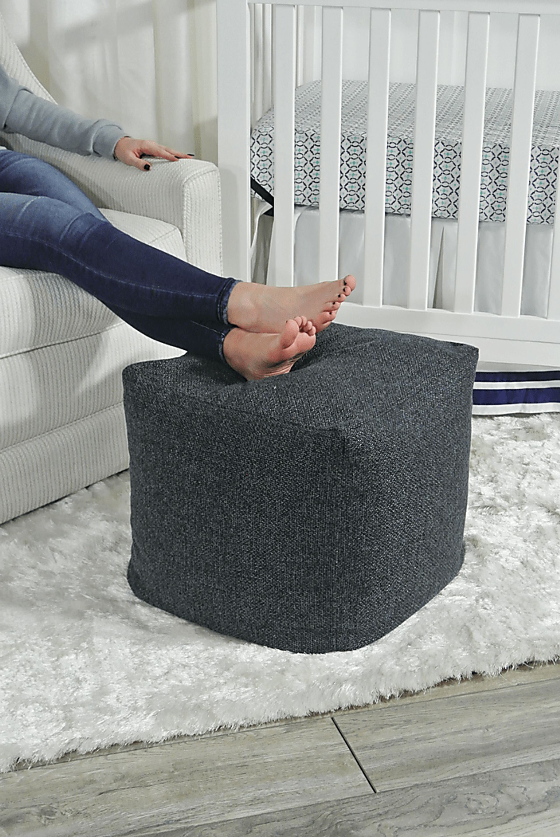 Elva Navy Round Pouf - Image 4