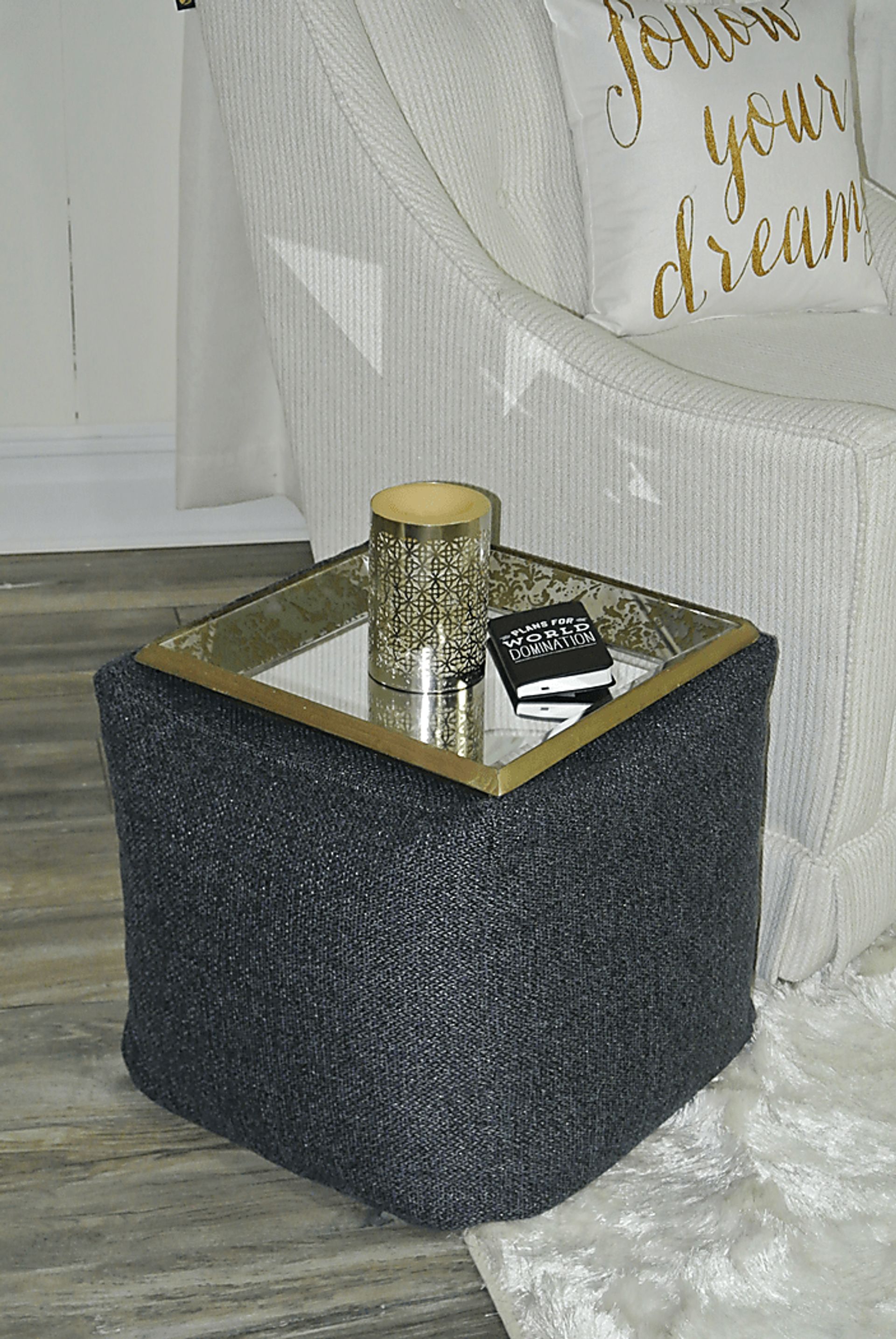 Elva Navy Round Pouf - Image 5