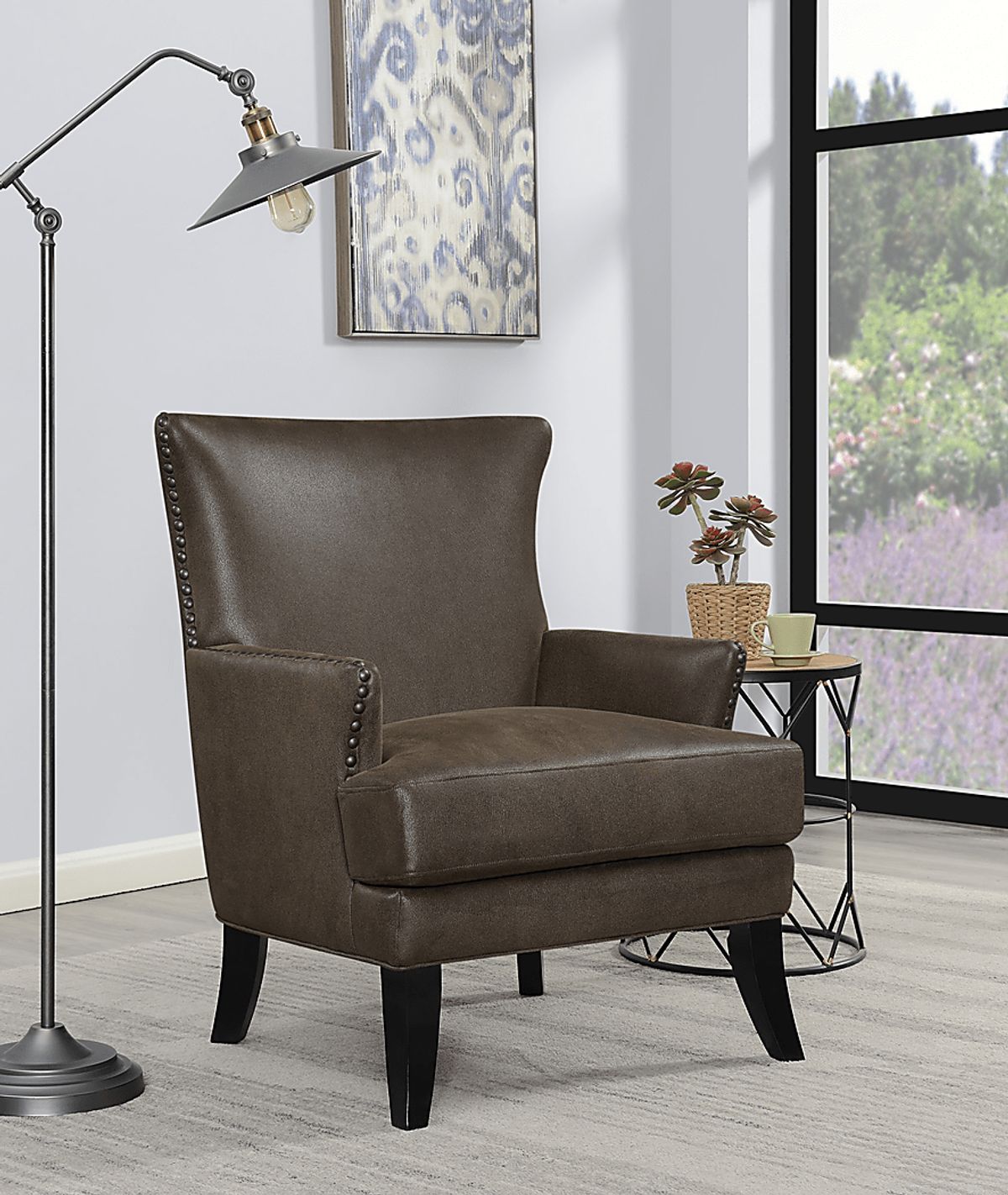 Elvedon Dark Brown Polyester Fabric Accent Chair | Rooms to Go