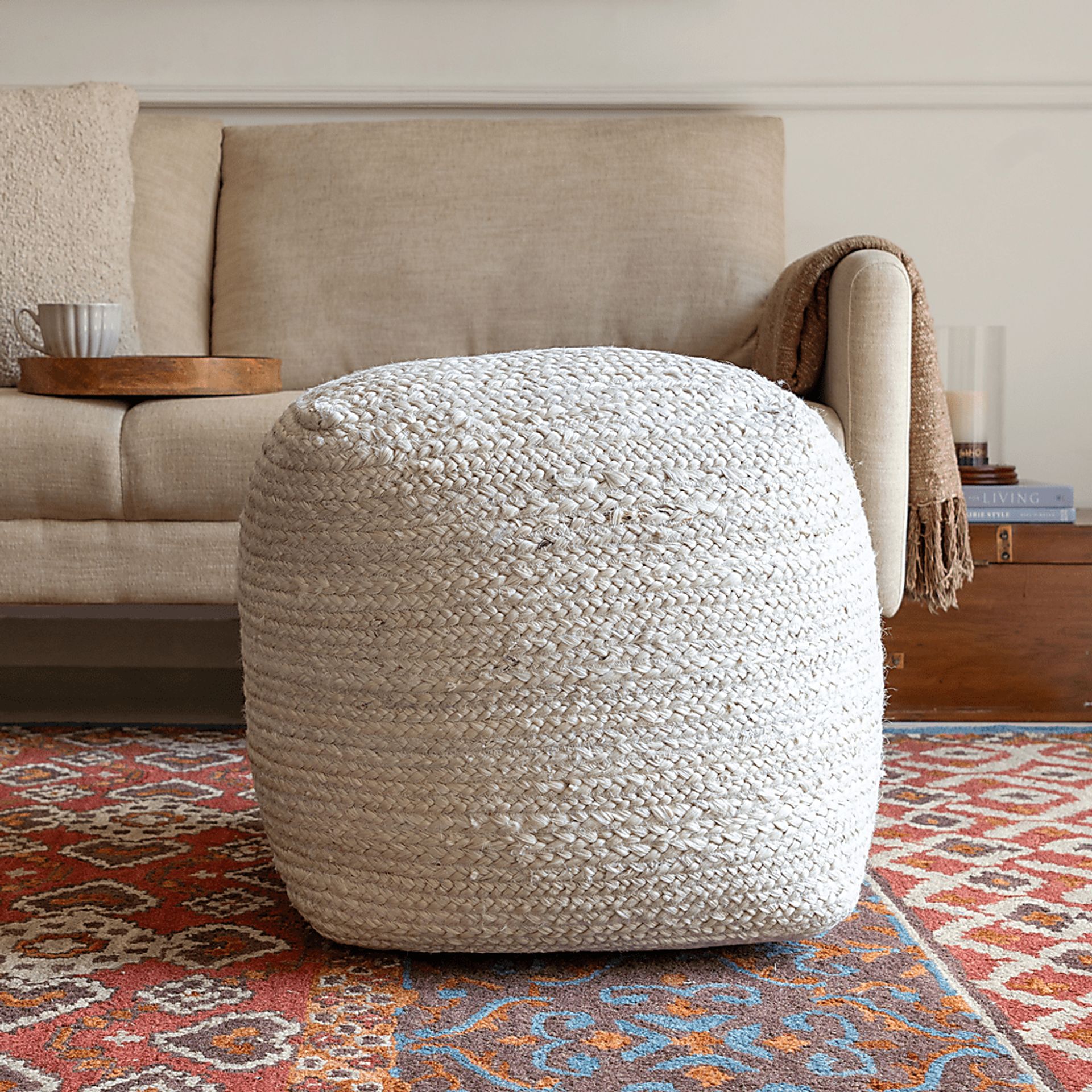 Elviation Ivory Pouf - Image 2