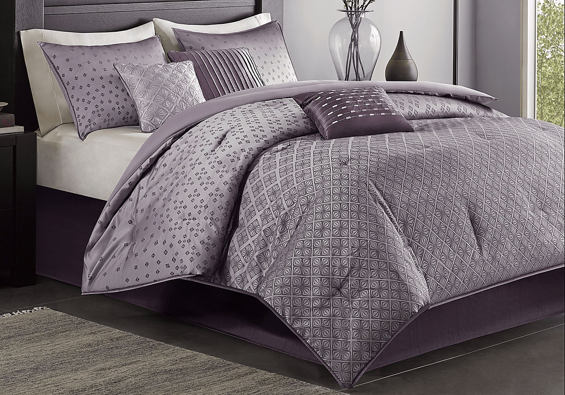 Elyse Purple 7 Pc King Comforter Set - Image 1
