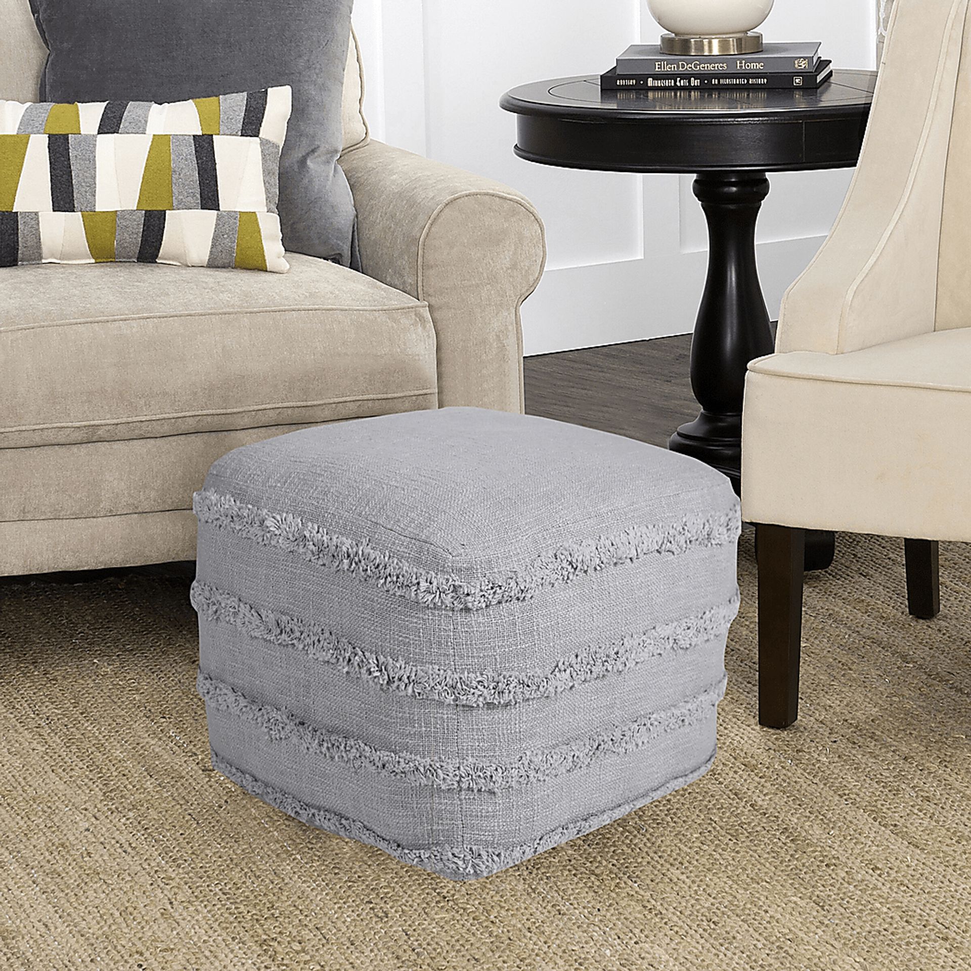 Elzieno II Gray Pouf - Image 3