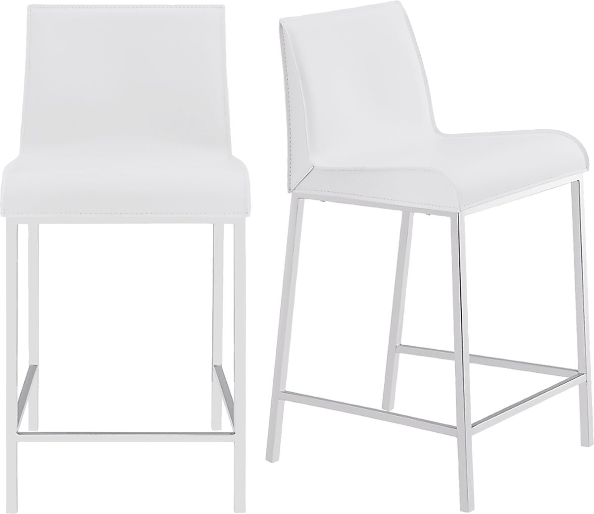 Embdy White Polyester,Polyvinylchloride Fabric Counter Stool, Set Of 2 ...