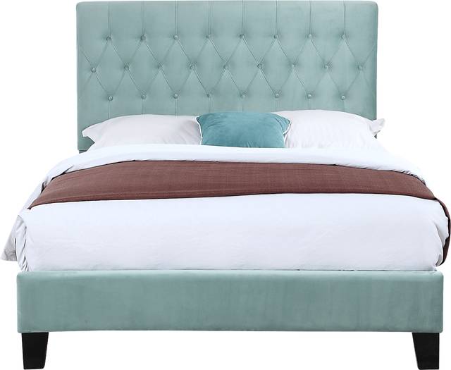 Emeline Light Blue Queen Upholstered Bed - Thumbnail - Image 2